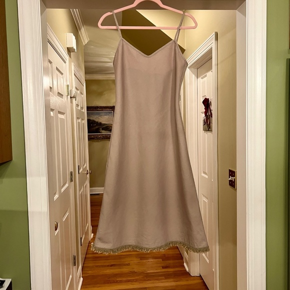 EUC Sportmax Code Khaki Tan Cotton Linen Blend Midi Sundress Dress US Size 6 - Picture 2 of 6